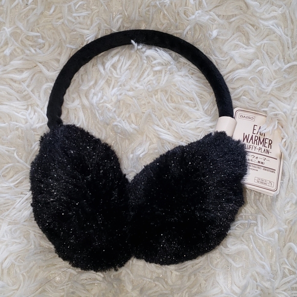 Black Fuzzy Ear Warmers - Picture 2 of 2